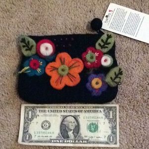 Black felted wool clutch
